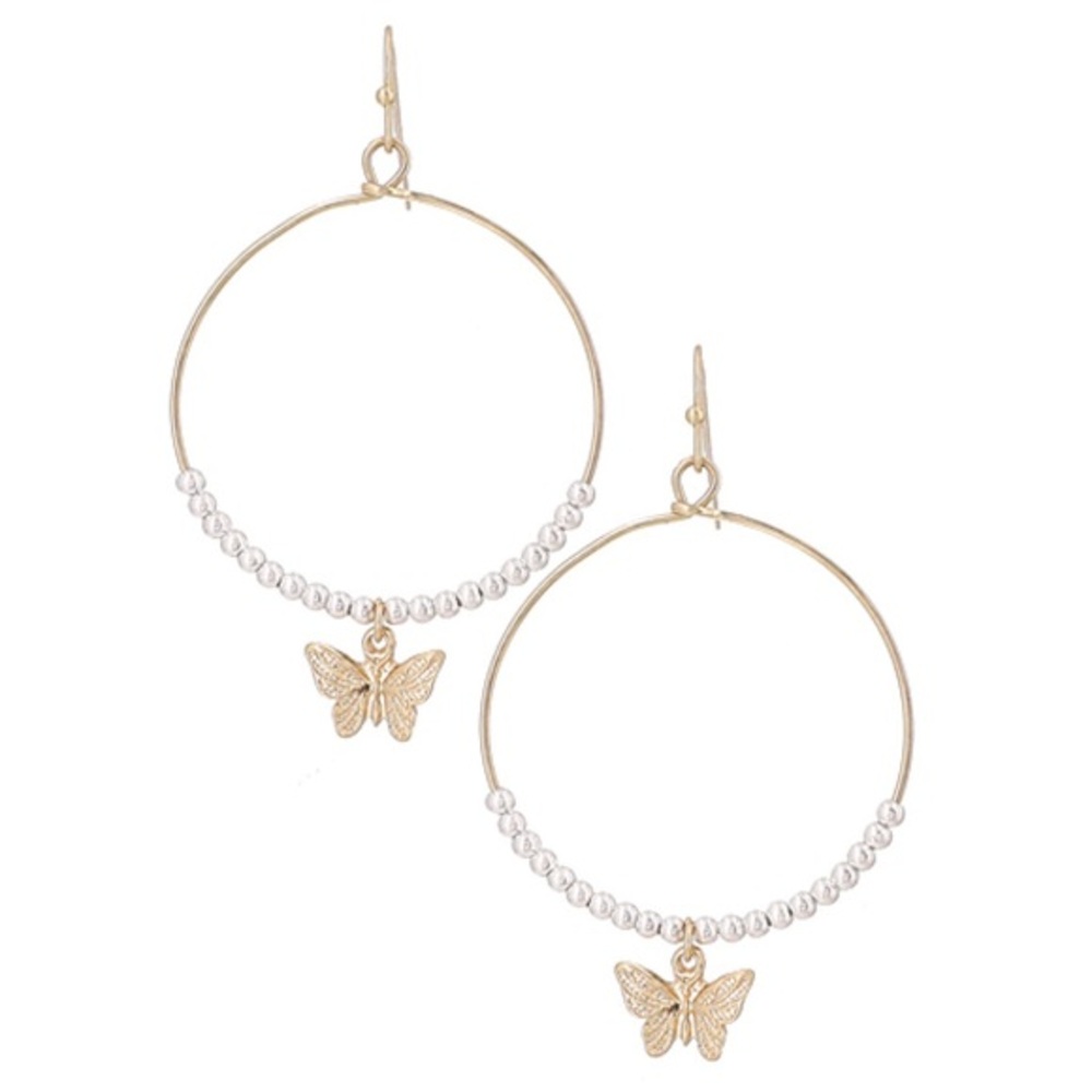 Round gold and pearl honey bee earrings